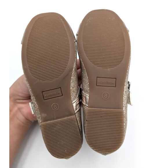 Nordstrom Kids' Everlee Mary Jane Flat Adjustable Strap Gold Size US8M EU24 - Picture 8 of 11